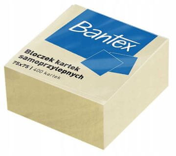 Bantex blok ljepljivih papirića 75x75 mm, žuti, 400 kom.