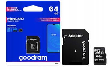 GoodRam MicroSD memorijska kartica 64GB CL10 UHS I + adapter