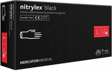 MERCATOR MEDICAL Nitrile rukavice 100 komada / Crne / Veličina: 9 - L / Nitrylex Black