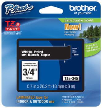 Brother TZE-345 (TZE345) 3/4 18 mm crno-bijeli pisač, naljepnice
