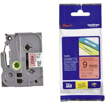 Brother TZE-421 (9 mm x 8 m) crna na crvenoj, laminirana traka