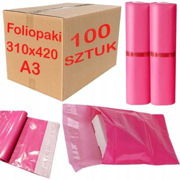 Foliopak za kurirske pošiljke ružičasti A3 310x420mm - 100 kom.