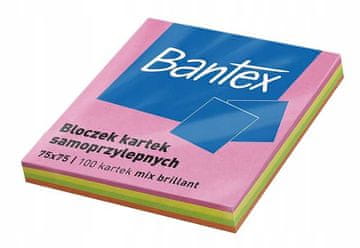 Blokić samoljepljivog papira bantex 75x75mm miks boja 100 komada
