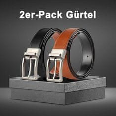 Nikcorp Muški kožni remen 2-PAK Elegantni, prirodna goveđa koža 120 x 3,5 cm, dvostrani crni/smeđi, rotirajuća kopča 360°, podesiv i skraćivanje (2 kom)