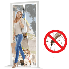 Nikcorp Magnetična moskitira JOY2SEE za balkonska/terasna vrata bez bušenja 140x220 cm, bijela, samoljepljiva traka, magnetno brzo tihi zatvarač, najlonska mreža protiv muha i komaraca