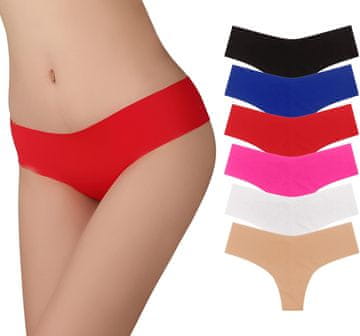 Nikcorp Ženske bešavne bikini gaćice SHEKINI Qly002, niski struk Invisible, nevidljive ispod odjeće, prozračne brzo sušeće, dekor rub s valovitim uzorkom, set 6 kom, boja M