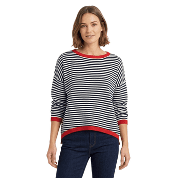 Nikcorp Ženska bluza longsleeve Pamuk prugasta bijelo-crna regular fit spuštena ramena okrugli izrez 100% pamuk XL proljeće jesen