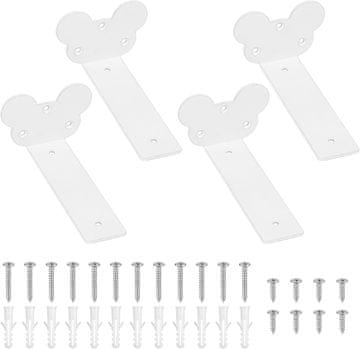 Nikcorp Nosač police kebitedamai Mouse Ears 150 mm set 4 kom bijeli skriveno pričvršćivanje čelik 3 mm podupirač za plutajuće police kuhinja dnevni boravak spavaća soba ured