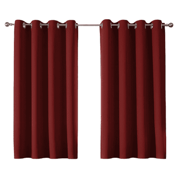 Nikcorp CUCRAF zamračujuće termalne zavjese set 2 kom crvene 132x137 cm trostruko tkanje blokada 85-95% svjetlosti UV zaštita 8 metalnih prstena, unutarnji promjer 4 cm poliester, pranje 30°C