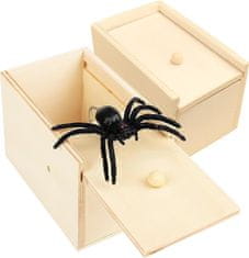 Nikcorp Drvena prank kutija s štrkljajućim paukom Yizemay set 2 kom, mehanizam na oprugu, gumeni pauk s pokretnim nožicama, 9 x 6 x 5,5 cm