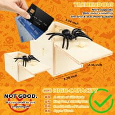 Nikcorp Drvena prank kutija s štrkljajućim paukom Yizemay set 2 kom, mehanizam na oprugu, gumeni pauk s pokretnim nožicama, 9 x 6 x 5,5 cm