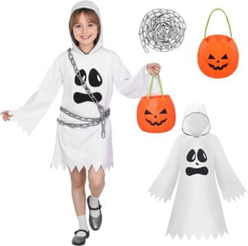 Nikcorp Kostim duha Raveparty model za djecu Noć vještica Halloween cosplay karneval set s lančićima i torbicom bundeva S 100-115 cm prozračni poliester
