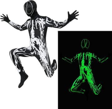 Nikcorp Dječji Onesie kostim Raveparty svemirsko odijelo Halloween svijetleći u mraku, kombinezon za maskenbal 110 cm