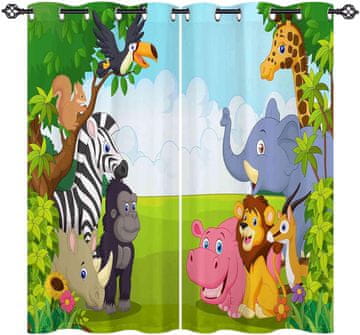 Nikcorp Zatamnjujuće dječje zavjese ANHOPE Safari 2 kom 160x132 cm, poliester trostruko tkanje, s očicama do 4 cm, blokira 80% svjetlosti i UV, termoizolacija i prigušuje zvuk