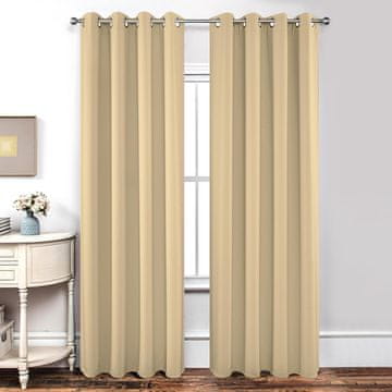 Nikcorp Zatamnjujuće termalne zavjese Nema marke Model dvodijelni komplet, 2 kom, bež, 210 x 132 cm, blokira 85-99% UV i svjetlosti, poliester, 8 srebrnih prstenova 4 cm