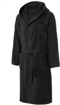 Nikcorp CelinaTex ogrtač s kapuljačom Arizona 100% pamuk frotir, unisex za saunu, SPA i bazen, crni 2 džepa, vezani remen, M, oko 400 g/m², Oeko-Tex