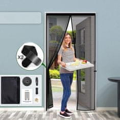 Nikcorp Magnetna mreža protiv komaraca za balkonska/terasna vrata bez bušenja, 100 x 210 cm, crna, gusti poliester, automatsko zatvaranje magnetima, montaža čičak trakom