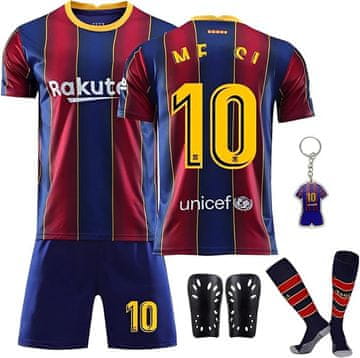 Nikcorp Nogometni dres set Pardofelis Messi 10 Barcelona za juniora komplet za trening Šorcevi čarape štitnici 4-dijelni crna 130-140 cm