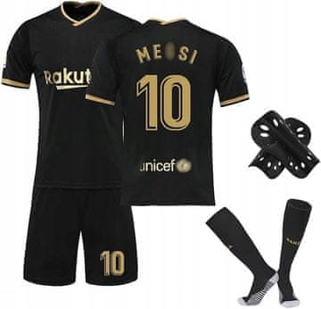 Nikcorp Nogometni dres Pardofelis Messi Barcelona komplet za djecu 140-150 Crna: majica, šorts, gamaše i štitnici za potkoljenice, prozračan poliester, brzo sušenje, odvod vlage