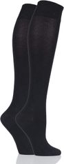 Nikcorp Ženske podkoljenice SockShop Ženske čarape do koljena bambus, 2 para Crne 36-41 prozračne bez šavova, glatke i prugaste, škola ured svakodnevno