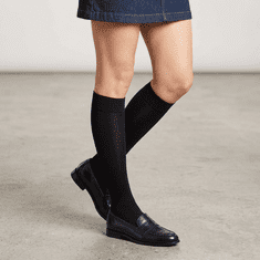 Nikcorp Ženske podkoljenice SockShop Ženske čarape do koljena bambus, 2 para Crne 36-41 prozračne bez šavova, glatke i prugaste, škola ured svakodnevno
