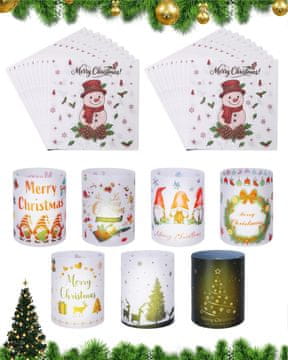 Nikcorp Božićni lampioni set 14 kom PP plastika za tealight i 20 salveta 33 x 33 cm za blagdanski stol, unutarnja dekoracija