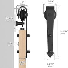 Nikcorp SANKEYTEW Klizni Sustav Vrata Barn Door Loft Crna Šina Set 396 cm, Ugljični Čelik, Maksimalno Opterećenje 120 kg, Debljina Vrata 4 cm, Tihe Najlonske Rolice, Jednostavna Montaža, Moderan Dizajn