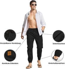 Nikcorp Muške chino sportske joggers hlače elastični pamuk crne XXL, cargo teretana fitness trening džepovi 2+2, elastičan struk podesiva vezica, prozračne i udobne