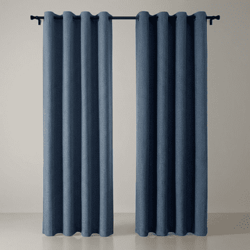 Nikcorp Zatamnjujuće zavjese blackout za potpunu privatnost, termoizolacijski komplet 2 kom, teksturirana tkanina kao lan, 132x210 cm, tamnoplave, s metalnim ušicama i zaštitom od UV zračenja