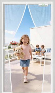 Nikcorp Magnetska moskitiera za balkonska vrata Screen Door 115 x 210 cm, bijela, protiv insekata, poliester, donji utezi i pričvrsne trake