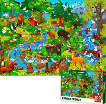 QUOKKA Edukativne slagalice edukativni proizvod šumske životinje 100 kom, slagalica za djecu 6-10 godina, debeli karton, dimenzije 41 x 30 cm, kutija za pohranu