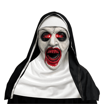 Nikcorp Maska redovnice Zecnaud Horror Halloween realistična maska od mekoga lateksa s crvenim očima, puna maska za cijelu glavu, opseg glave 55–62 cm