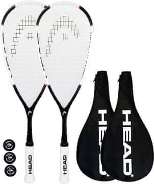 Nikcorp Komplet 2 reketa za squash Nano Ti 115 profesionalni s lopticama i 2 zaštitne futrole, ultralaki okvir 115 g, glava 495 cm², nano titan kompozit i ugljična vlakna