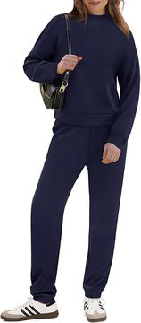 Nikcorp Ženski premium trenirka set golf bluza i hlače za jogging XL tamnoplava jednobojna 50% pamuk 50% poliester opušten kroj oversize elastičan struk džepovi 2 kom