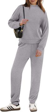 Nikcorp Ženski dvodijelni trenirka komplet golf majica joggeri bez marke oversize siva XL, 2 džepa, elastični pojas, pamuk poliester
