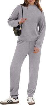 Nikcorp Ženski premium sportski komplet s golf bluza i jogger hlače s dugim rukavom sivi XXL relaxed fit džepovi 2 kom 50% pamuk 50% poliester