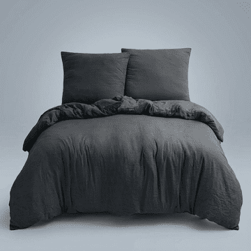 Nikcorp Komplet posteljine Mekana set 5 dijelova tamnosiva mikrovlakna Microfibre prozračna navlaka poplun 2x135x200 jastučnice 2x80x80 plahte s gumom 180x200+35 dvostruki patentni zatvarač Standard 100