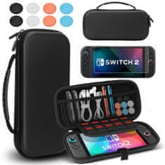 Nikcorp Zaštitna futrola Nintendo Switch 2 hard shell putna torba 10 mjesta za igre EVA PU crna s mekom baršunastom podstavom i dvostrukim patentnim zatvaračem