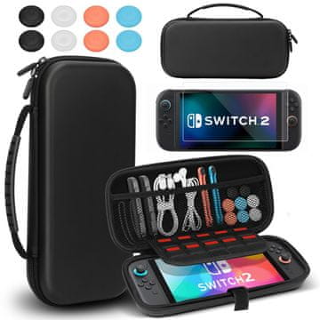 Nikcorp Zaštitna futrola Nintendo Switch 2 hard shell putna torba 10 mjesta za igre EVA PU crna s mekom baršunastom podstavom i dvostrukim patentnim zatvaračem