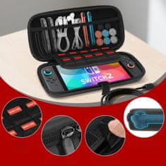 Nikcorp Zaštitna futrola Nintendo Switch 2 hard shell putna torba 10 mjesta za igre EVA PU crna s mekom baršunastom podstavom i dvostrukim patentnim zatvaračem