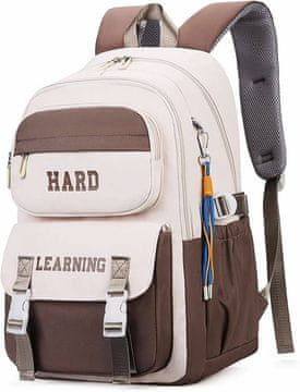 Nikcorp Školski ruksak vodootporan 30 L za laptop 15,6 inča vodootporni najlon bež, ergonomske naramenice, ojačana podstavljena pregrada i 2 glavna odjeljka, dimenzije 32x20x48 cm
