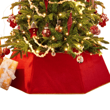 Nikcorp Božićni ovratnik za bor zaštitna navlaka Ø63 cm crvena blagdanski ukras za postolje 80 cm donji promjer 63 cm gornji promjer 27 cm visina baršunasta tkanina karton čičak
