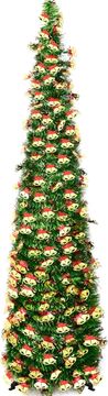 Nikcorp Umjetna sklopiva jelka Tinsel 150 cm, pencil vitka dekoracija za Božić, glitter šljokice, PVC trajna plastika, četverokraka stabilna baza, zelena