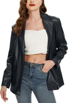 Nikcorp Ženska biker jakna Fahsyee Ženska kožna jakna vintage moto oversize umjetna koža veganska crna S, široki kroj, tekstilna podstava, lako čišćenje