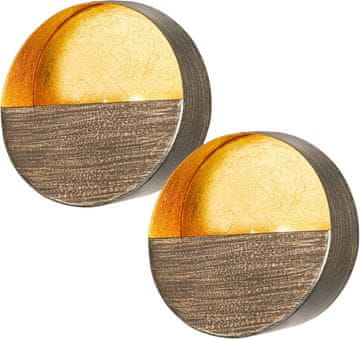 Nikcorp Set 2 zidna svijećnjaka metal crno-zlatni glam stil visina 30 cm i 16,5 cm promjer posudice 10 cm i 6 cm za tealight i klasične svijeće