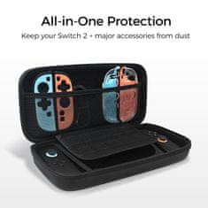 Nikcorp Zaštitni set za Nintendo Switch 2 futrola PC kućište staklo 9H oleofobni premaz vodootporna PU tkanina EVA protuklizna podstava 4 navlake joystick 10 utora za igre crno