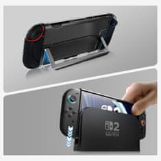 Nikcorp Zaštitni set za Nintendo Switch 2 futrola PC kućište staklo 9H oleofobni premaz vodootporna PU tkanina EVA protuklizna podstava 4 navlake joystick 10 utora za igre crno
