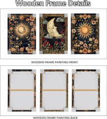 Nikcorp Dekorativna slika na platnu HALFLEMART Boho Sun Moon tarot ezoterika 3 panela 120x60 cm, set za dnevni boravak i spavaću sobu, spremno za vješanje na drveni okvir