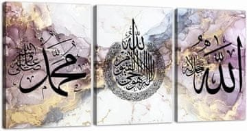 Nikcorp Slike na platnu islamska kaligrafija islamski triptih Ayatul Kursi set 3 kom 40x60 cm canvas arapski motiv drveni okvir kukice za vješanje