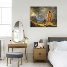 Nikcorp Kršćanska slika na platnu u okviru dekorativna slika Isus drži moju ruku 40x60 cm premium platno čvrsti drveni okvir nevidljiva metalna kuka glatka površina otporno na UV i vlagu